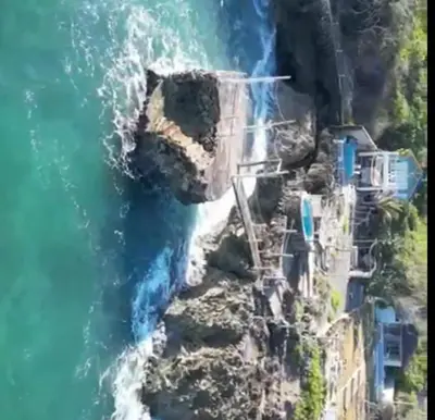 an aerial view of a cliff next to the ocean at Villas El Bucanero in San Felipe de Puerto Plata