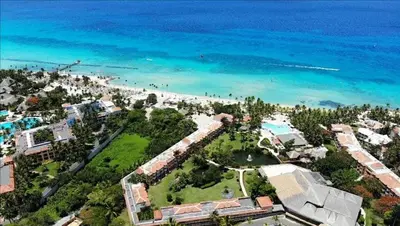 an aerial view of the beach and the ocean at Casa Vacanze Dume in Bayahibe