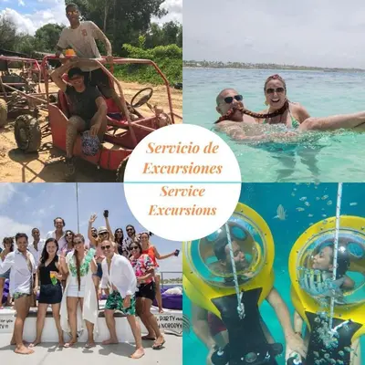 a collage of photos with people in the water at Cerca de la playa y restaurantes espacio relajante in Punta Cana