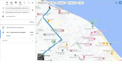 a map of a subwayroute with a google maps at Arena Village | 2H Retiro con Vista a Piscina in Punta Cana