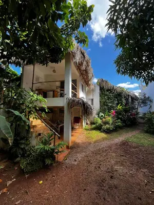 a view of a house from the road at Quédate Aquí in Las Galeras