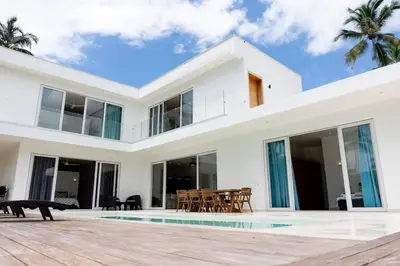 a white villa with a swimming pool at Private Villa 4 BR at Playa Bonita, Las Terrenas in Las Terrenas