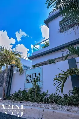 a building with a sign that reads palaia ishtar at Rooftop with Pool, La Romana, Villa Doña Julia, At Paula Isabel in La Romana