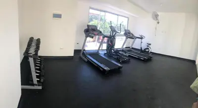 an overhead view of a gym with two tread machines at Boca del Mar Residence, Boca Chica in Boca Chica