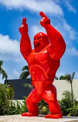 a large red statue of a red lobster statue at Exclusive Villa * private Beach and Housekeeping in Punta Cana