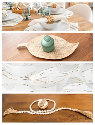 a collage of three pictures of a table with a pearl necklace at Estrella Dominicus deluxe Apartment in La Laguna