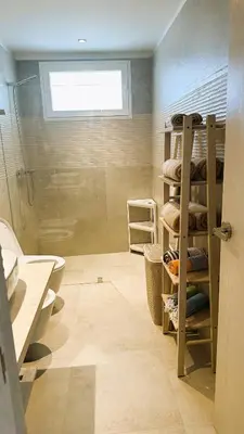 a bathroom with a shower and a sink at Beautiful Star of the Caribbean - Apartment Estrella Dominicus Bayahibe in La Laguna