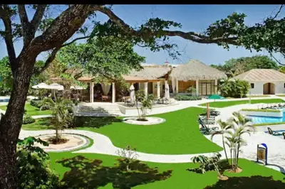 a rendering of the grounds of a resort at Acogedor Apartamento remodelado in Sosúa