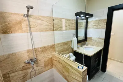 a bathroom with a shower and a sink at Casa Linda Villa 920 - Sosua in Sosúa