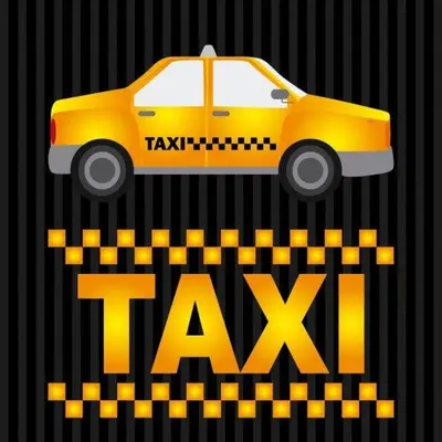 a yellow taxi car on a sign with the word taxi at Cerca de Aeropuerto , bleseed house in Monte Adentro
