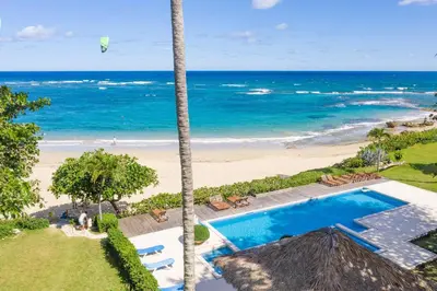 a view of the beach from a resort at Ocean front 2bdrm-2bath at Ocean Point 1 - Kitebeach Cabarete in Cabarete