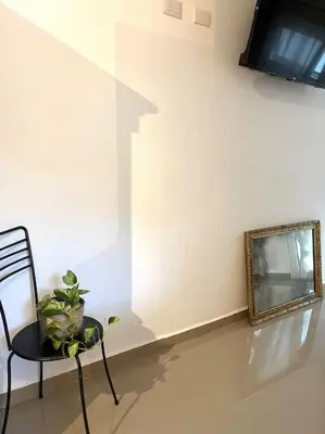 a plant sitting on a chair in a room at Cozy Apartment in Las Galeras in Las Galeras