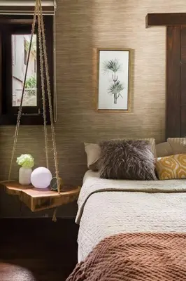 a bedroom with a bed and a swing at Villa de Estilo Japones in Jarabacoa