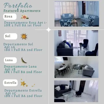 a collage of four pictures of a living room at Departamento Estrella en Santo Domingo in Santo Domingo