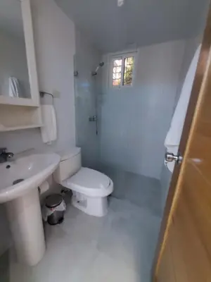 a white bathroom with a toilet and a sink at Lo mejor para descansar in Mendoza