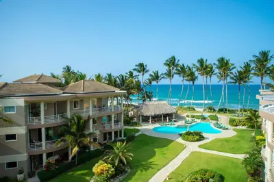 an aerial view of the resort and the ocean at Truly Beachfront at Quiet Beach in Cabarete