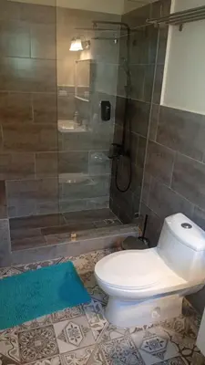 a bathroom with a toilet and a shower at Cadaques Caribe Palmera 101 in Bayahibe