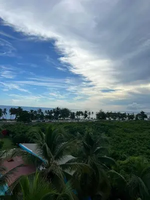 a view of a field with palm trees and a sky at Con in Santo Domingo