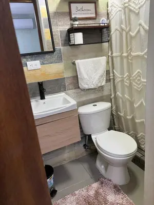 a bathroom with a toilet and a sink at Colonial leyton apartment in Santo Domingo