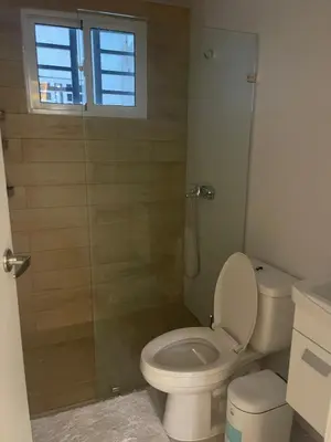 a bathroom with a toilet and a shower at Hermoso apto amueblado a 5 minutos de downtown Punta Cana in Punta Cana