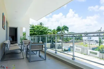 a balcony with a view of the city at Caribey2 APT 2A3 in Las Terrenas