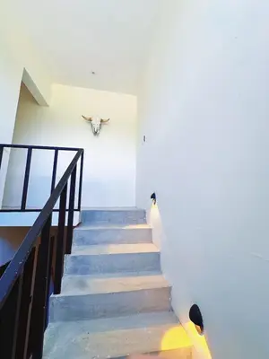 a stairway leading up to a white wall at Casa Ola, luxurious jungle house in El Valle