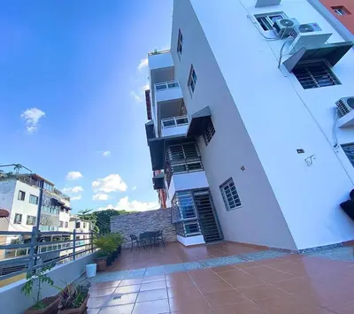 a view of a building with a balcony at Oasis Colonial in Santo Domingo