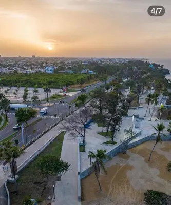 an aerial view of a park with palm trees at Vista al Caribe in Los Mameyes