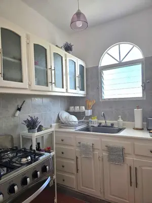 a kitchen with a stove and a sink and a window at Casa CASTILLO in La Laguna