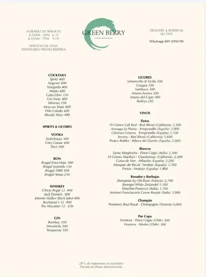 a picture of the menu for the star bakery at Villa Guavaberry in Juan Dolio