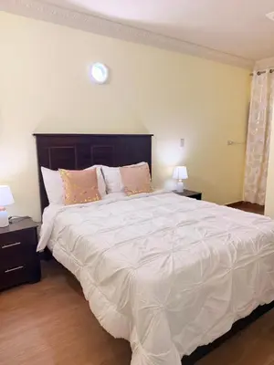 a bedroom with a large white bed with two lamps at Mi casa Amalia in Santa Cruz de Barahona
