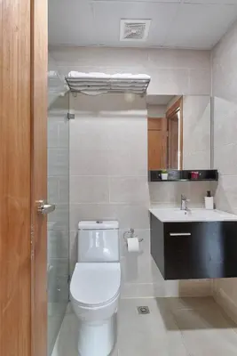 a bathroom with a toilet and a sink at Gorgeous Banana Places QDA-IV in Santo Domingo