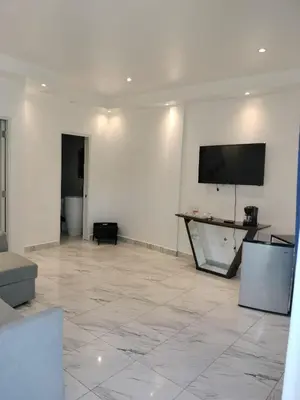 a large white room with a flat screen tv on the wall at Vacacional Laas Pascualas in Sánchez