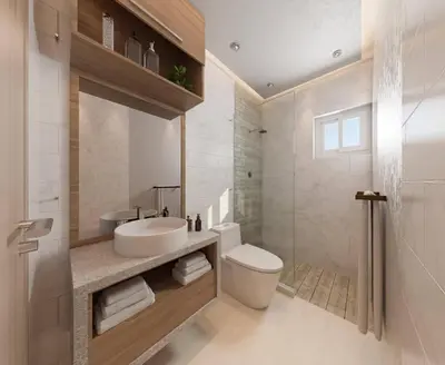 a bathroom with a sink and a toilet and a shower at Los Castillos Resort in Los Altos de Jalisco
