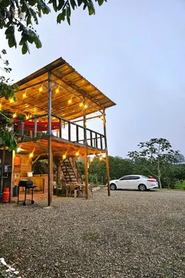 a car parked in front of a building with a car at Pure Nature - Eco-lodge in the Mountains! in La Búcara