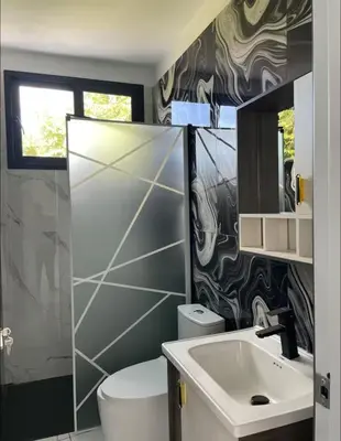 a bathroom with a toilet and a sink at Apartamento Entre Playas 3 - 2 pax, 4 min de la playa in Las Galeras