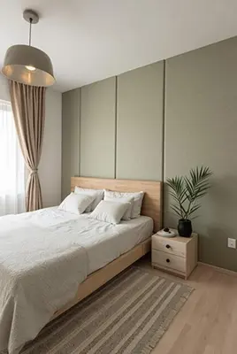 a bedroom with a large bed and a potted plant at Lujoso apartamento para tu comodida in La Alianza