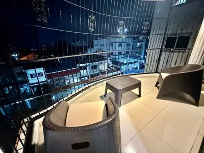 a balcony with a view of a city skyline at corales apartamento lll in La Viva