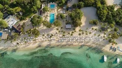 an aerial view of a beach with umbrellas at Villa en Casa de Campo 10127 in Colorado
