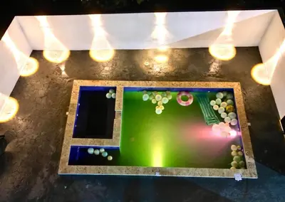 an overhead view of a table with grapes and lights at Centrally located in El pino la vega, space for 8 or more guest, heated pool in El Pino