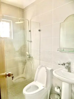 a bathroom with a shower and a toilet and a sink at The Chic Hideout full apt in san isidro Terrace in Juan López