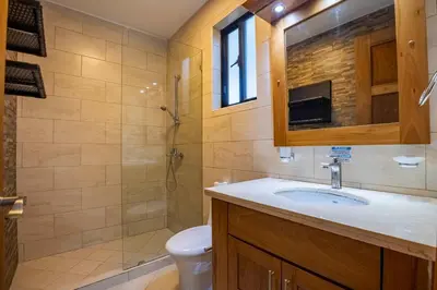 a bathroom with a sink and a toilet and a shower at Casa Linda Villa 767 - Sosua in Sosúa