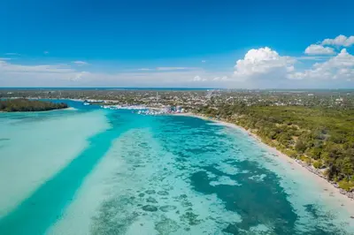 an aerial view of the ocean and a beach at Hannabi in Colorado