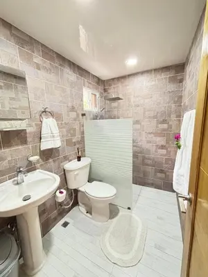 a bathroom with a toilet and a sink at Villa escondida in San Cristóbal