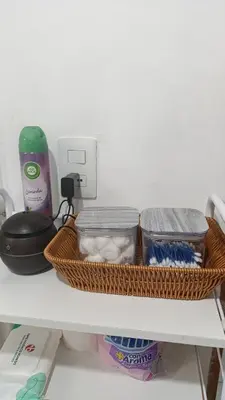 a shelf with a basket and some food on it at Comfort, safety and close to everything in Los Paredones