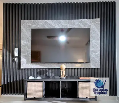 a large mirror on a wall in a room at 3 Bdr Apt in La Romana - Full Kitchen - Pool - Gym - Security in Cumayasa Kilómetros Diez