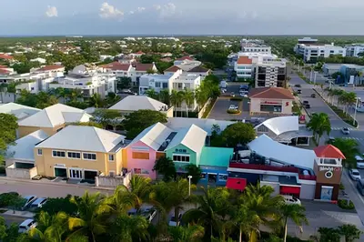 an aerial view of a small town with houses at Condominio con piscina, cerca de la playa in Punta Cana