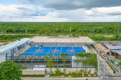 an overhead view of a basketball court on a building at Caribbean Paradise Aquarella 22th in La Puntica de Juan Dolio