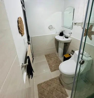 a bathroom with a toilet and a sink at Luxurious and comfortable 1 level in Ensanche Savica de Mendoza