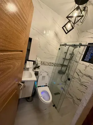 a bathroom with a toilet and a sink and a shower at private property just for you in San Isidro